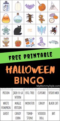 Halloween Bingo is perfect for any spooky party at any age. You can't go wrong with a free printable game complete with calling cards. #halloweenbingo #freeprintablehalloweenbingo #halloweencallingcards