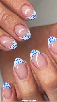 These blue and white french tip nails quite literally nail the coastal granddaughter aesthetic PERFECTLY. I am loving all of these summer nail ideas.   Photo by: @nailsbyswayz