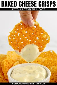 Baked Cheese Crisp Crackers - Keto/Low Carb If you are craving something crunchy to dip in your favorite Keto-friendly dips, you will love these!  They are quick and easy to make, require only one ingredient... cheese!  #ketocrackers #lowcarbcrackers #ketocheesecrackers #homemadewhisps