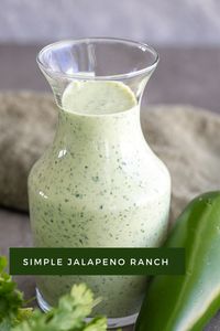 If you are the kind of person that likes things a little spicy, this dressing is for you! Jalapeno ranch dressing is so simple and so versatile. This comes together in about 5 minutes and is loaded with fresh jalapenos, cilantro, lime juice, etc. It is perfect for dipping, for dressings, etc. You are going to love this. Click now or pin for later.