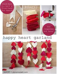 Heart garland made with felt