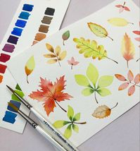 Celebrate autumn with simple watercolour autumn leaves. Painting tutorial on my youtube channel. #watercolour #painting #autumnleaves