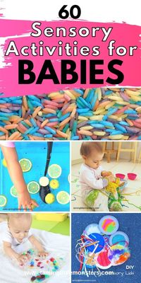 60 Sensory Activities for Babies. Sensory play ideas for infants and toddlers. #sensory #babies