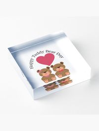 "Happy Teddy Bear Day, Cute Brown Bears, Valentines bear & Valentine week gift ideas" Acrylic Block for Sale by haRexia | Redbubble