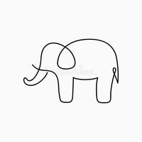 Elephant One Line Drawing. Continuous Line Animal. Hand-drawn ...