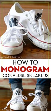 Learn how to monogram converse sneakers using freezer paper and paint. A fun and easy Cricut project. #cricut #monogram