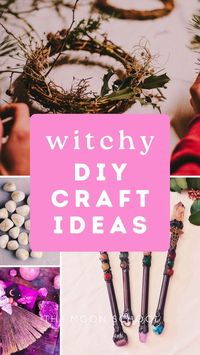 10 Simple Witchy crafts for summer, including witchy crafts to sell and DIY witchy crafts ideas for children.  DIY projects for wiccans. Pagan seasonal celebration ideas: Moon wreath, Spell jar, Besom Broom, Runes, Witches Ladder, Crystal Wand, Pendulum, Smudge Sticks, Herbal dream pillows, Protection charm.  Wiccan art, witchy decor ideas, spells, ritual craft ideas, witchcraft at home. Witch gifs for your favourite divine feminine woman, earth based rituals and seasonal crafts. Summer aesthetic, summer season ideas