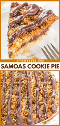 Samoa Pie Recipe (Girl Scouts Cookie Pie!) - Averie Cooks