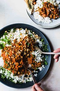 Red curry lentils is my all-time favorite lentil recipe. Thick, creamy, saucy, and perfect as leftovers. Plus it's healthy and easy! #lentils #curry #vegan #vegetarian #plantbased #protein | pinchofyum.com