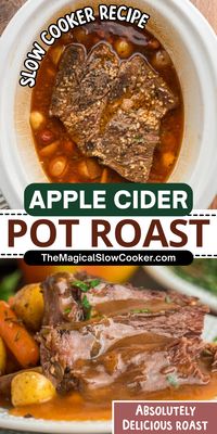 Give your beef chuck roast a different taste using apple cider in this super easy and tasty crock pot recipe. This is sure to become one of your favorite meals, especially for the cooler months. Get ready to enjoy this comforting meal with family and friends. - The Magical Slow Cooker