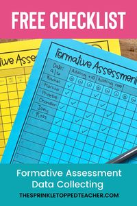 Need a system that will allow you to quickly check which of your students need a reteach lesson and which ones need assessment? Grab my FREE formative assessment checklist for teachers! There are two options too so that you can choose what works best for you. #thesprinkletoppedteacher #teacherhacks #classroommanagement #formativeassessment #classroomtools