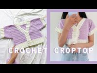 Crochet Croptop💜Hướng dẫn móc áo Croptop tay lửng cổ V phong cách cô gái ngọt ngào💜Vyvascrochet - YouTube