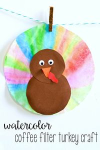 With just a few supplies, these watercolor coffee filter turkeys are a fun Thanksgiving craft to make with the kids. -http://TypicallySimple.com