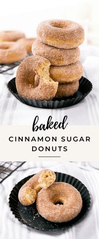 These baked cinnamon sugar donuts are seriously delicious!