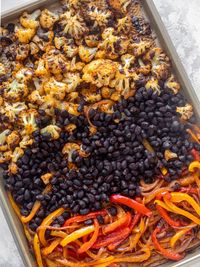 cauliflower and black bean sheet pan fajitas