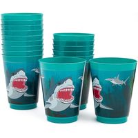 PRICES MAY VARY. Featuring an under the sea shark design, these decorative cups are a great way to celebrate your child’s birthday party. The sturdy plastic build lets it hold all your beverages for you with ease. Each of these party cups are reusable and coordinate well with other shark themed party decor Bulk set is perfect for large gatherings, Birthdays, and kid's parties. Dimensions: 3.5 inches diameter x 4.4 inches height Each pack contains 16 pieces of plastic cups, each with shark design