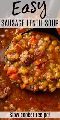 Your Crockpot does most of the work in this Italian sausage and lentil soup recipe! It's a hearty, soul-warming soup that's made extra special with bacon.