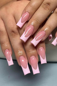 Elegant and modern French manicure with baby pink and pale pink tips, radiating feminine charm with a flawless finish. Simply chic! 💅🌸 // Photo Credit: Instagram @rico_nailss