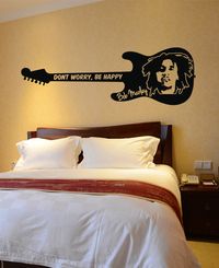 Bob Marley Quote Guitar Wall Decal Don't Worry Be by HappyWallz