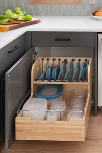 This kitchen upgrade integrates several smart storage solutions such as appliance cabinets and deep drawers for large cookware and tupperware organization. Click to see more of this kitchen renovation project and the rest of Shelter's portfolio! Kitchen remodel, kitchen interior design