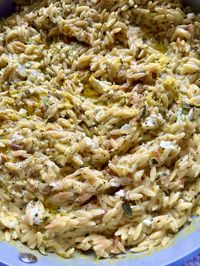 One Pan Creamy Lemon Feta Zucchini Orzo - Hungry Happens