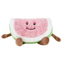 This Warmies Watermelon measures 13" (33 cm). Perfect to keep you warm on a winter's day, simply warm for 90 seconds in any microwave up to 1000W.  This cuddly Watermelon from Warmies is suitable for all ages.   The Warmies Watermelon is scented with real dried French lavender and perfectly weighted for a positive sensory experience.   This soft toy can be surface washed carefully with a damp cloth, and with the proper care, a Warmies heat toy can last many years.   Warmies are not just for winter, you can use them all year round, on those hot summer days and nights use your Warmies to cool down. Simply place the entire product within a grip seal freezer bag and place in the freezer for 2–3 hours. The Warmies cold temperature can be used to cool your bed making it easier to get to sle