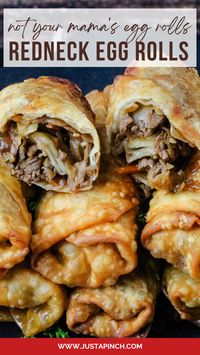 Crispy egg rolls filled with sliced steak, worcestershire sauce, garlic, onion, soy sauce and slaw mix. Dip in ranch or whatever your favorite sauce is for a delicious appetizer!