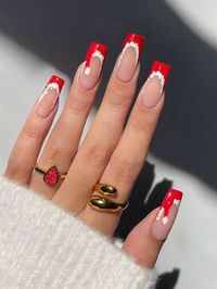 24pcs Christmas Press on Nails Long Square Fake Nails French Tip Acrylic Nails design Santa Hat False Nails set ,contain 1pcs Jelly Glue and 1pcs Nail File,For Winter Xmas Nail Art Decorations for Women GirlsI discovered amazing products on SHEIN.com, come check them out!