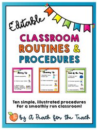 Yayyy, the Classroom Routines and Procedures set is finally editable and matches my colorful rainbow brights classroom theme! Also matches the fonts from the llama theme! $ A Peach for the Teach