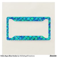 Falln Aqua Blue Scales License Plate Frame