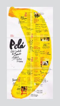 Pel - Brazilian Festival by Osh Grassi, via Behance I like the unique style of illustration, and editorial style that has hand writing and typed letters positioned together. Very nice colour scheme (Black, yellow, and red) #infographics