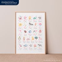 Make your little one's nursery wall a work of art with this beautiful pink alphabet poster. Featuring pretty pastel shades of pink and featuring a variety of fonts, this printable art is sure to be the perfect addition to your nursery decor. Brighten up your daughter's nursery and download this poster today!