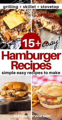 You gotta try these easy hamburger recipes! These 15+ hamburger recipes are perfect RV camping recipes.  These hamburgers make a quick and easy camping meal you can fix when you are RV Camping! Coming up with easy camping food ideas is easy with these recipes. Whether on the grill, in a skillet, or on your stovetop you can't go wrong. #hamburgers #hamburgerrecipes #rvcamping #campingfood #campingrecipes #rvcampingrecipes #grilled #grilling #campingmeals