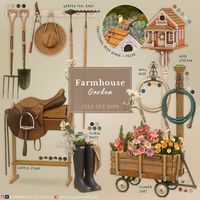 Decorate the garden of your sims' farm with items from this set. Hope you enjoy💖 Sims 4 Downloads / ts4 / ts4cc / ts4 clutter / ts4 furniture / sims 4 farmhouse / sims 4 garden / sims 4 horse / saddle / sims 4 plants / bird house / garden tool / flower cart / hose / sims 4 farm / sims 4 cottage / cottage living