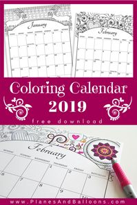 Free printable 2019 calendar black and white. Feel free to use your creativity and color it to your liking. Coloring calendar 2019 free download.