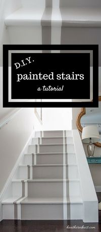 INCREDIBLE stair makeover with PAINT! SO much cheaper than stain or new stairs!! Great painted stairs DIY tutorial. If you can hold a paintbrush, you can easily learn how to paint stairs!!