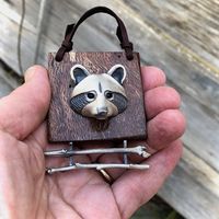 Silver Raccoon Talisman W/ Silver Twigs - Etsy