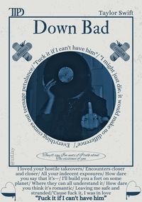 Down Bad- Taylor Swift- TTPD- the tortured poets department- poster- music poster- room poster