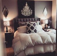 Gray black neutral color palette for a guest bedroom. Love the different patterns and textures