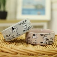 Lovely Dog Cat Feeder English Cartoon Pattern Non-slip Ceramics Bowl for pet