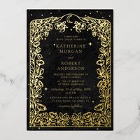 Our "Celestial Gold Wedding" collection features a beautiful crescent moon with gold stars in various designs on a velvet midnight blue background paired with elegant fonts. Easy to customize and you can choose among many more matching items from this collection in our store.