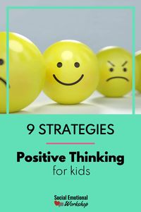 Positive thinking strategies help kids reframe negative thoughts so they can determine the size of their problem. Often when kids making thinking mistakes, it makes them feel like everything is a big deal. Try teaching them positive self-talk to build up their positive attitude when met with a challenge.