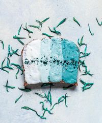 I made mermaid toast for a midnight snack - this toast is made with flaxseed bread soy yogurt and different amounts of blue spirulina #veganrecipes #vegan #recipes #recipe #vegetarian #MeatlessMonday #whatveganseat #veganbooks #glutenfree #rawvegan #RAW