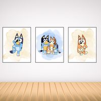 Hi! Thanks for checking out Sutton & Saylor! Personalize your child's bedroom or playroom with this custom BLUEY print set. Just download and print! A fun and easy way to make your playroom or child's bedroom special! **Digital download does not include any framing around print** ✨ What's Included: - Three 8x10 prints - High-Quality Design: Crafted with attention to detail, ensuring a polished and professional look. - Instant Download: Get immediate access to your PDFs once your purchase is complete. 🌟 Features: - Print-Ready & Digital-Friendly: Ideal for both digital use and print materials. 💡 How It Works: 1. Purchase the template and complete your order. 2. Download the PDF file containing your purchase. Just save and print! 📌 Please Note: - This is a digital product; no physical ite