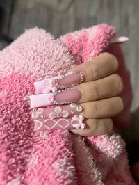 coquette pink girly square nails inspo trendy nails