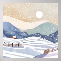 Snowy Hillside | Watercolor Winter Poster