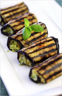 Appetizer Ideas: Grilled Eggplant Roll-Ups with Ricotta Pesto