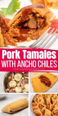 Easy Pork Tamales are a flavourful and satisfying dish hailing from the Michoacana region of Mexico. They feature a rich corn dough surrounding melt-in-your-mouth, slow cooked pork shoulder filling, all smothered in an easy homemade ancho chili sauce.