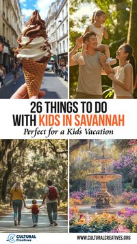 26 Things to Do with Kids in Savannah brings together family-friendly fun for all ages! From interactive museums and scenic parks to riverfront views and historic sites, this list covers exciting activities to keep kids entertained and engaged. Perfect for creating special memories, each spot highlights Savannah’s charm in a way that kids will love. Save this pin for a memorable, kid-approved adventure in Savannah!