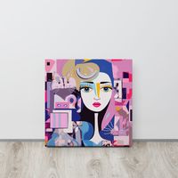 Modern Cubist Feminine Canvas Wall Art | Blue, Pink, Purple | Minimalistic Decor | eBay